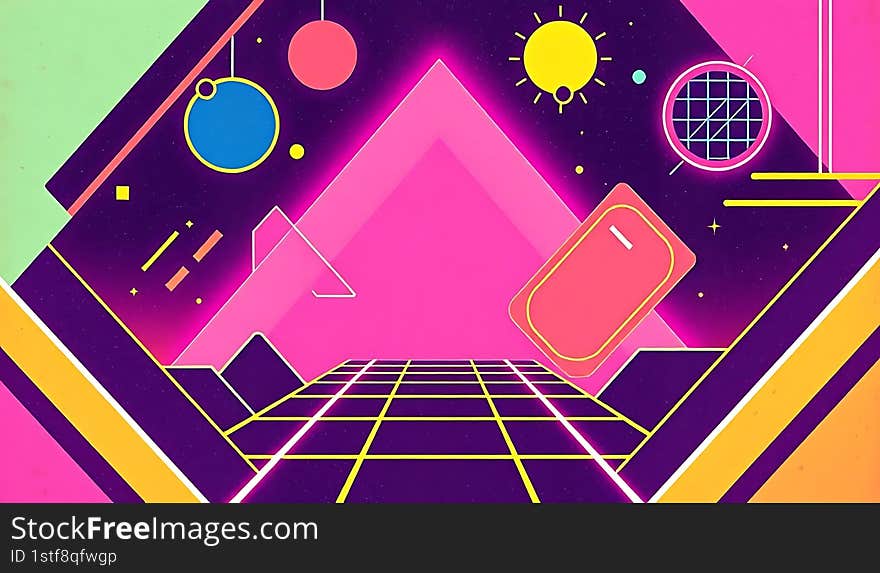 Retro futuristic neon light color background