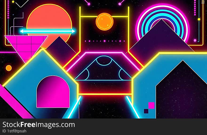 Retro futuristic neon light color background