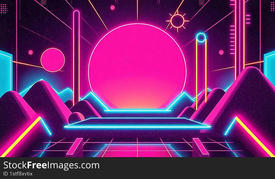 Retro futuristic neon light color background