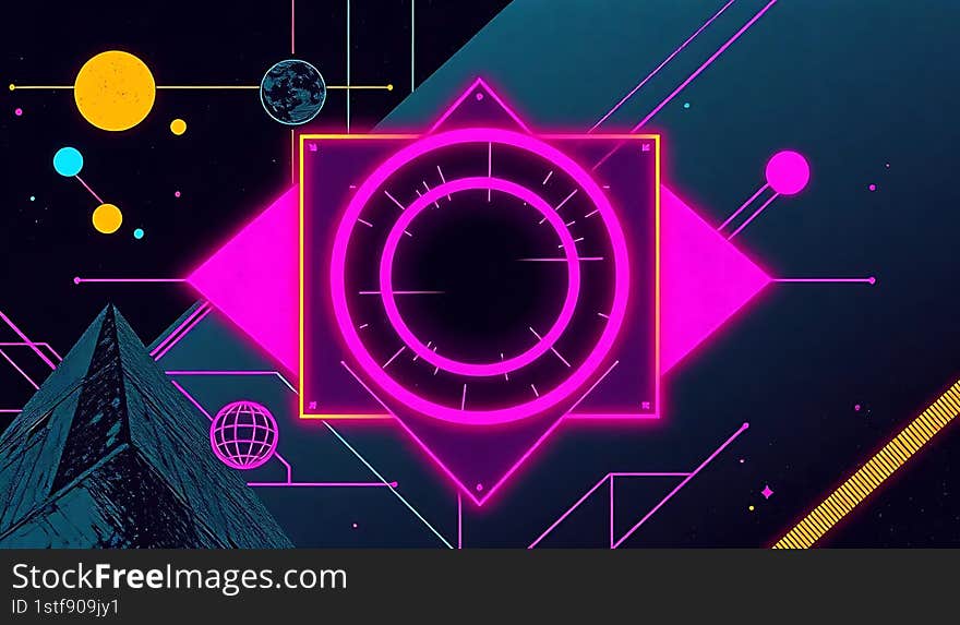 Retro futuristic neon light color background