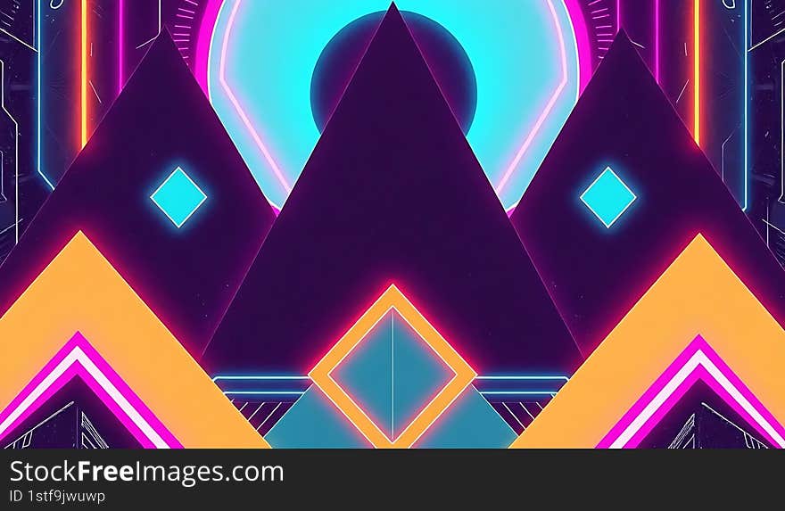 Retro futuristic neon light color background