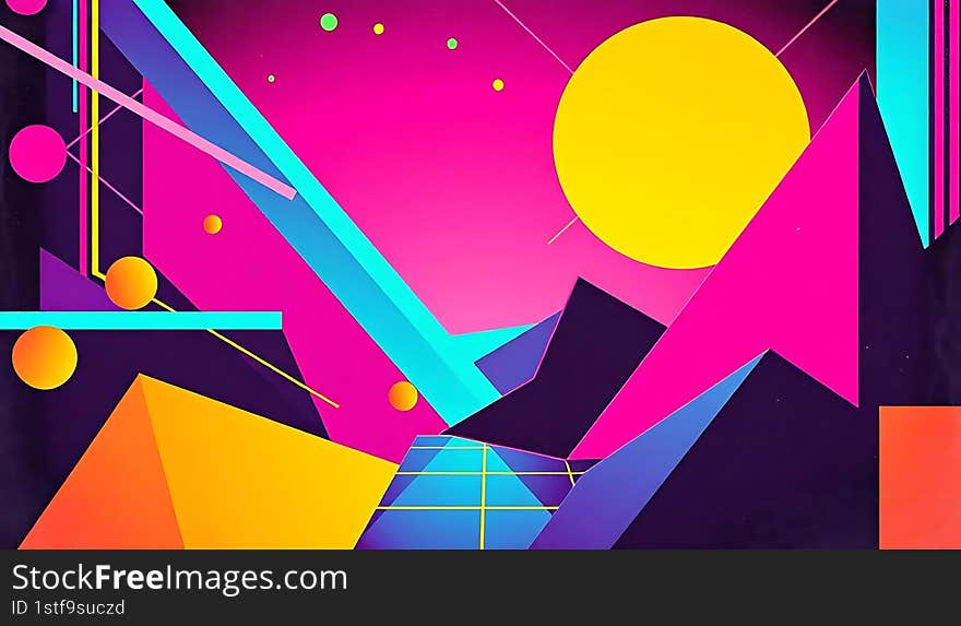 Retro futuristic neon light color background