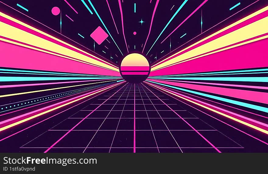 Retro futuristic neon light color background