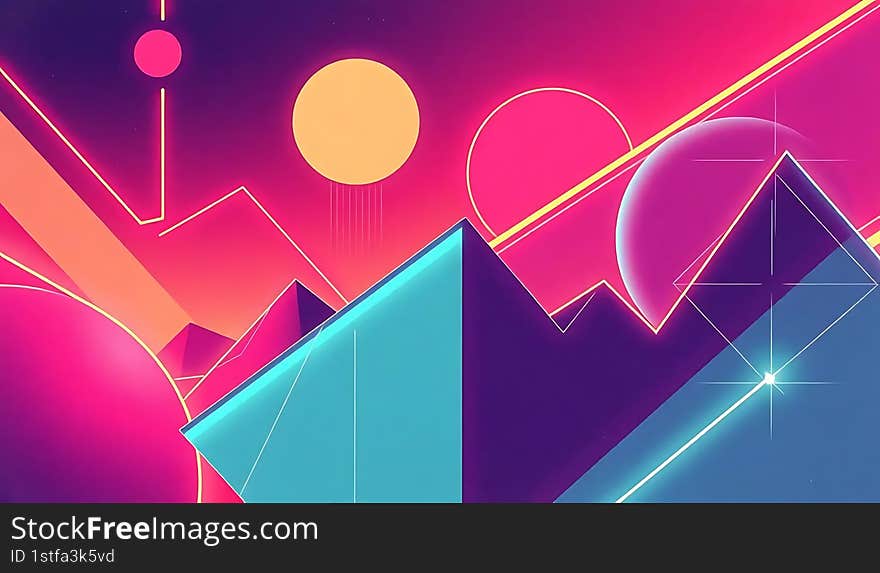 Retro futuristic neon light color background