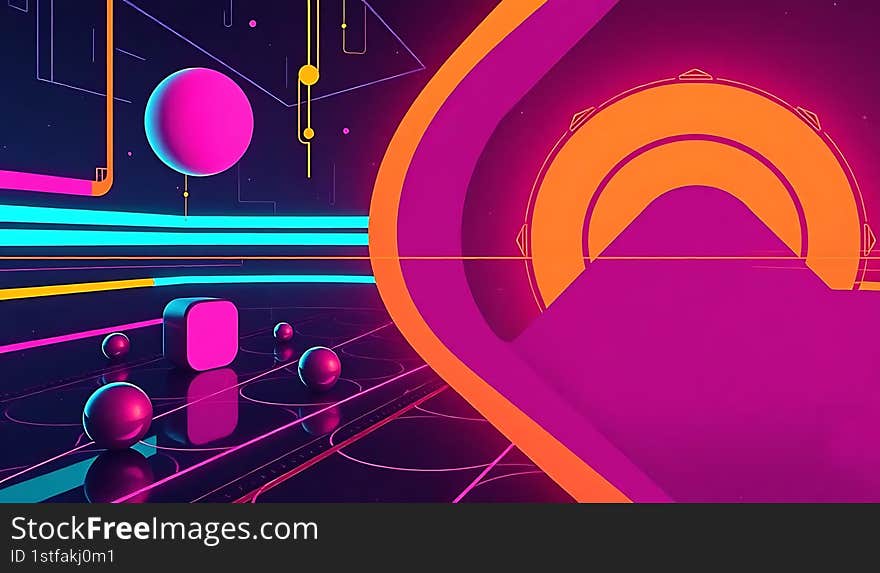 Retro futuristic neon light color background