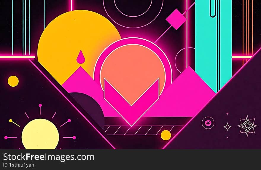 Retro futuristic neon light color background