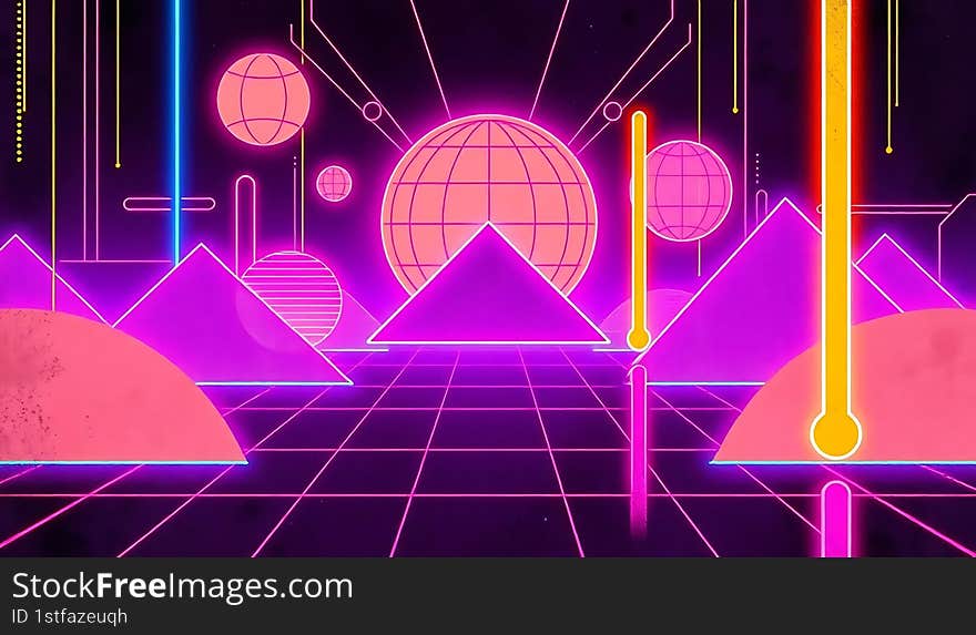 Retro futuristic neon light color background