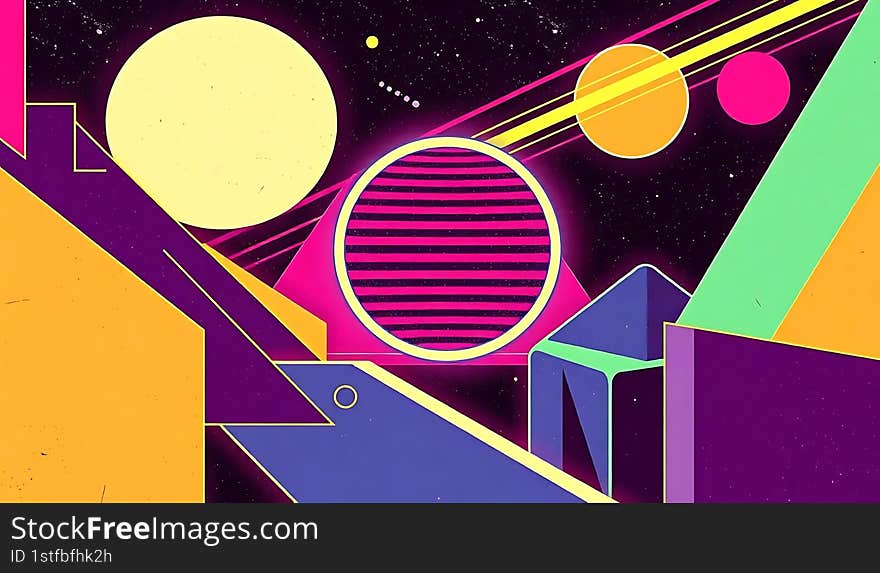 Retro futuristic neon light color background