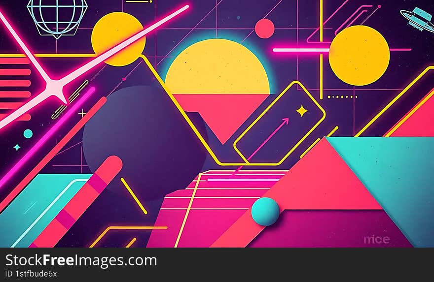 Retro futuristic neon light color background
