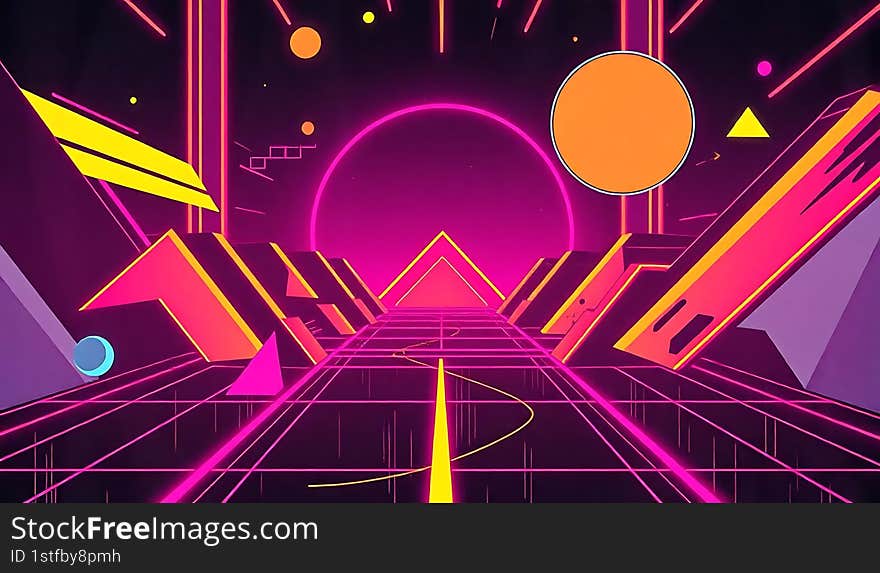 Retro futuristic neon light color background