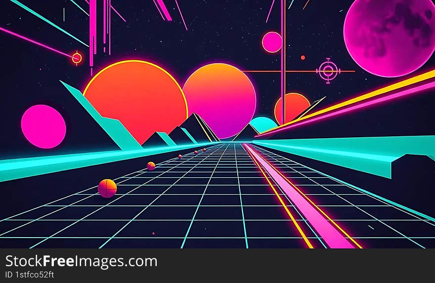 Retro futuristic neon light color background