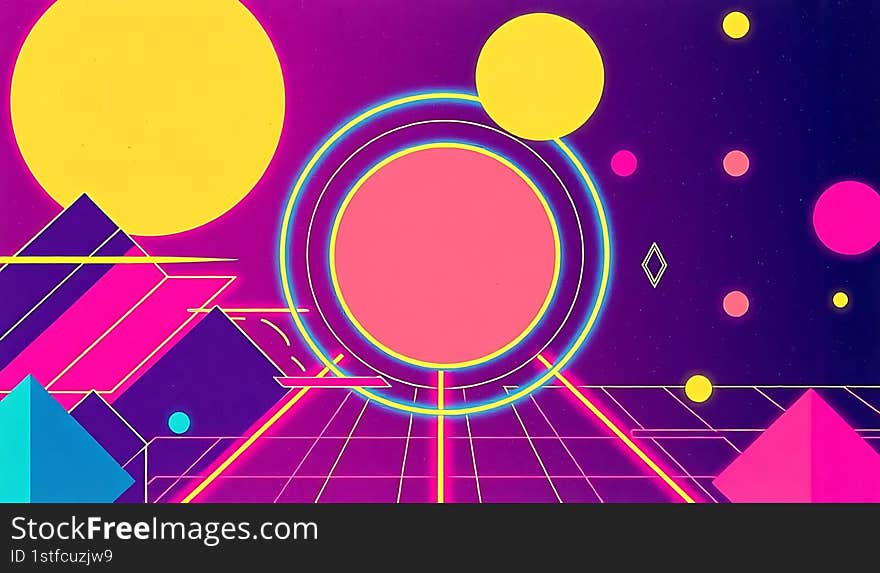 Retro futuristic neon light color background
