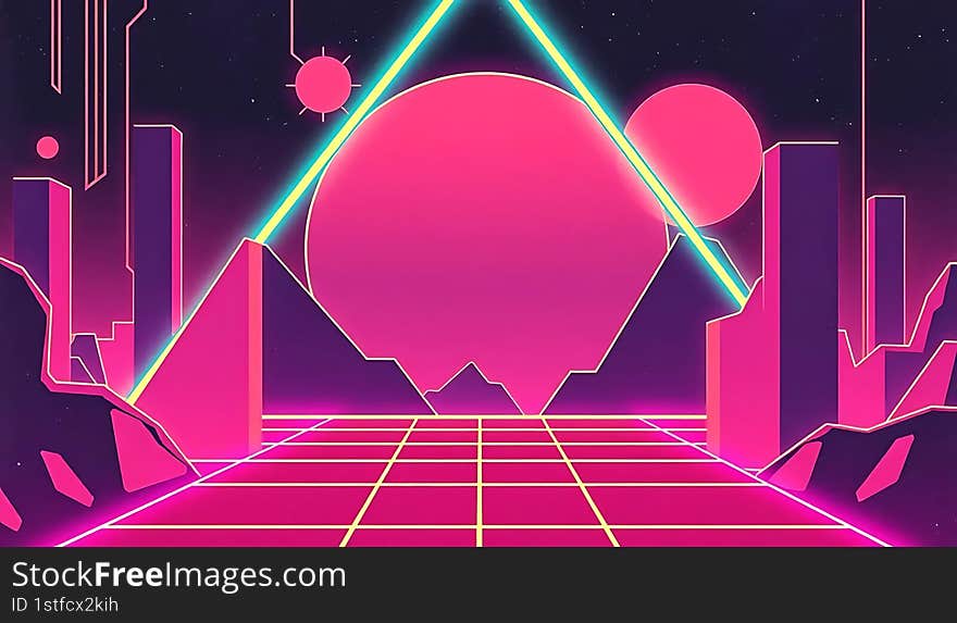 Retro futuristic neon light color background