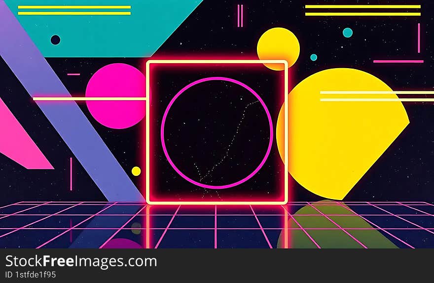 Retro futuristic neon light color background
