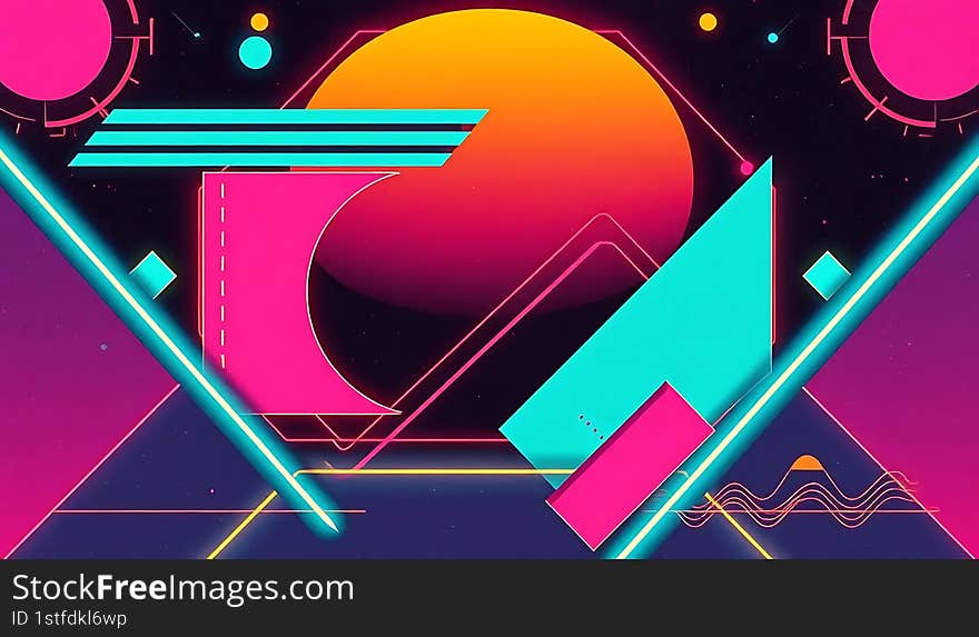 Retro futuristic neon light color background