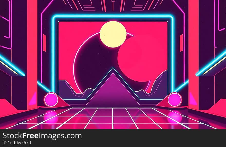 Retro futuristic neon light color background