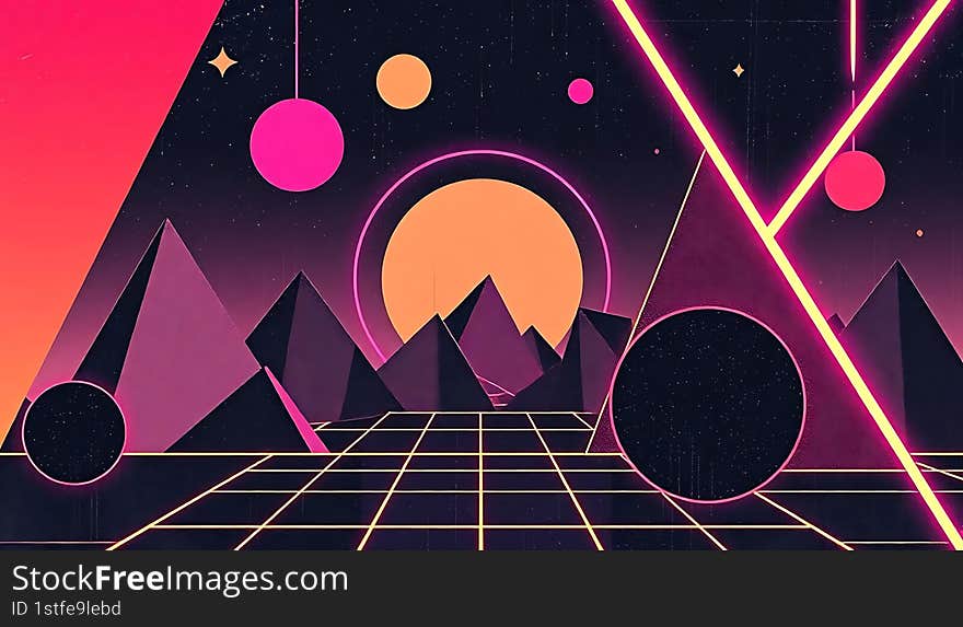 Retro futuristic neon light color background