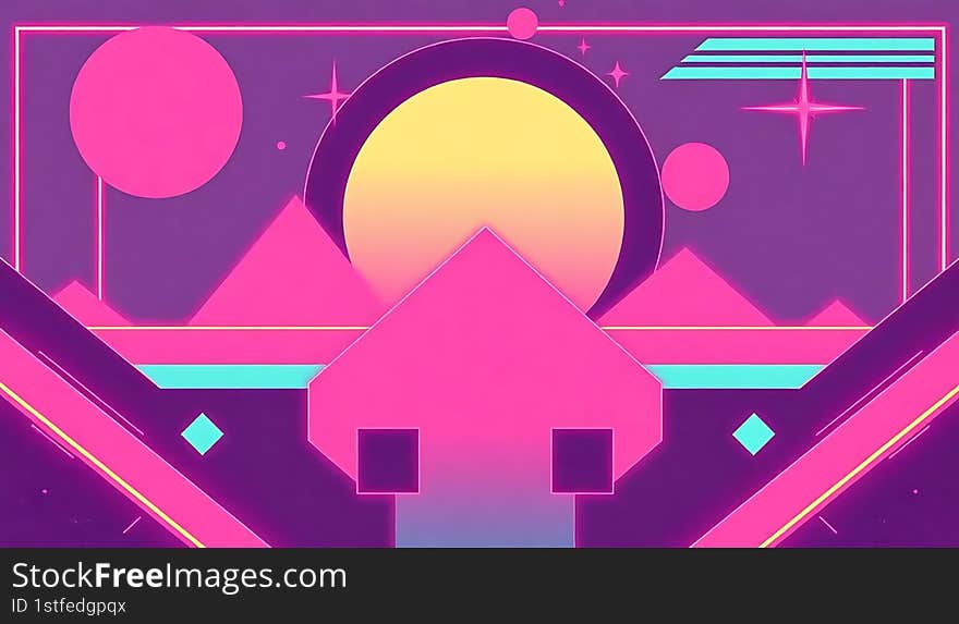 Retro futuristic neon light color background
