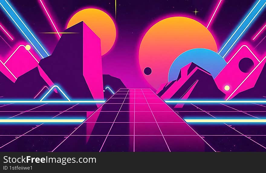 Retro futuristic neon light color background