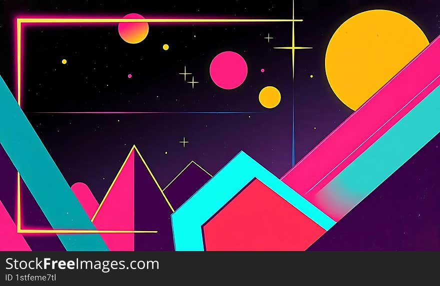 Retro futuristic neon light color background