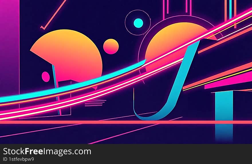 Retro futuristic neon light color background