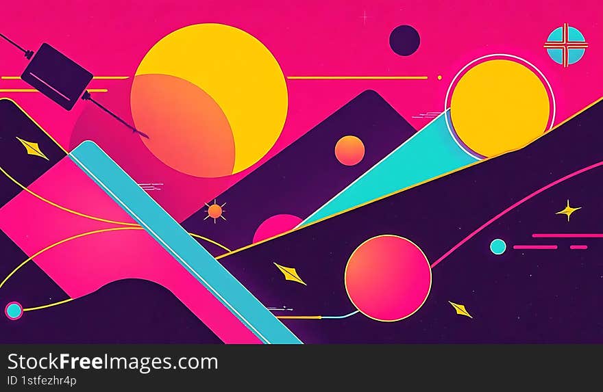 Retro futuristic neon light color background