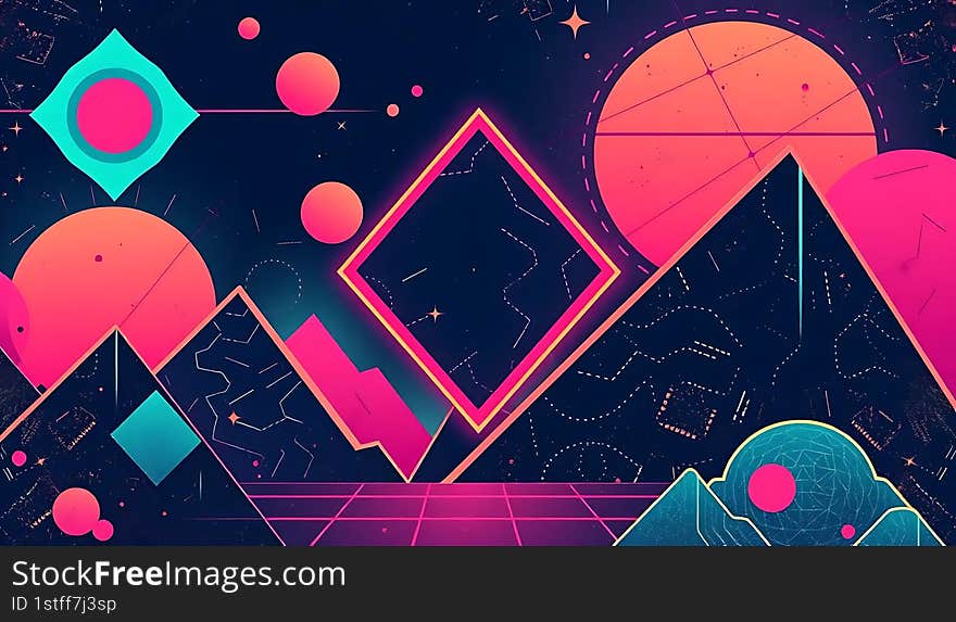 Retro futuristic neon light color background