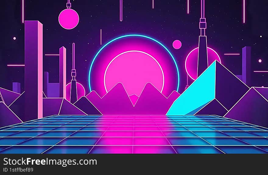Retro futuristic neon light background