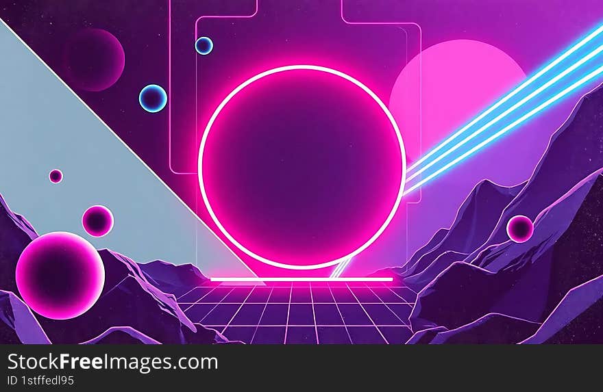 Retro futuristic neon light color background