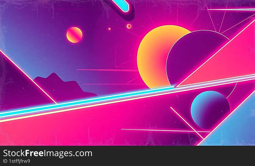 Neon Retro Futuristic Background Illustration