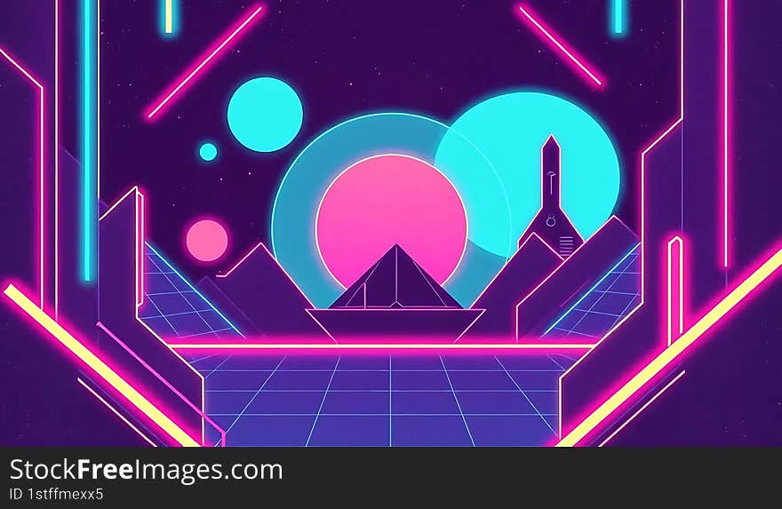 Neon Retro Futuristic Background Illustration