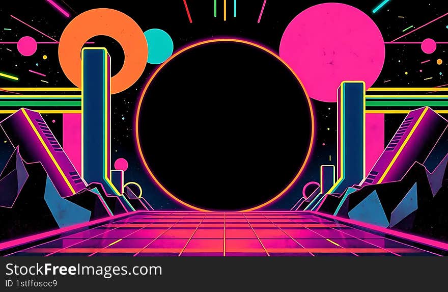 Retro futuristic neon light color background