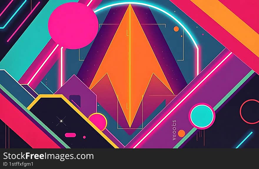 Retro futuristic neon light color background