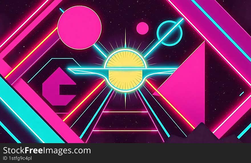 Retro futuristic neon light color background