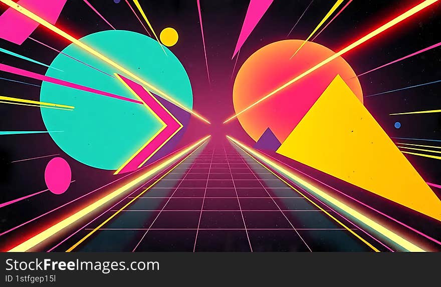 Retro futuristic neon light color background