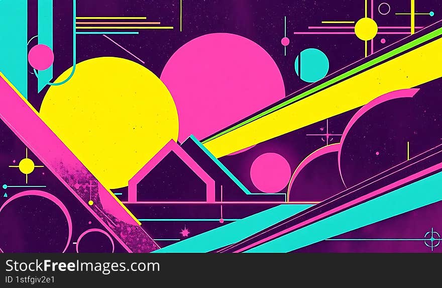 Retro futuristic neon light color background