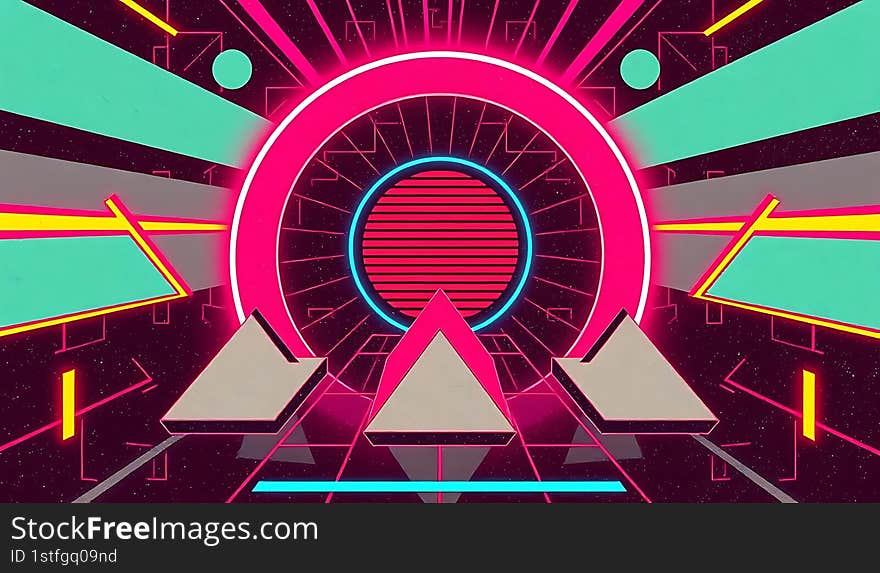 Retro futuristic neon light color background