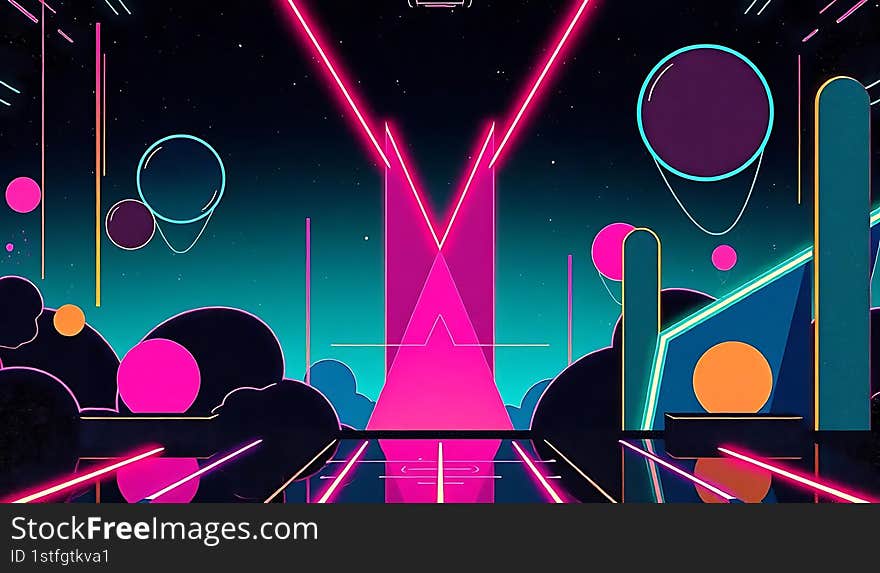 Neon Retro Futuristic Background Illustration