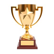 AI Generated 3D Gold Trophy With Star On A Brown Base, Isolated On White Royalty Free Stock Photography