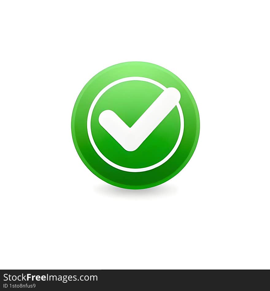 AI generated 3D green circle with white checkmark symbol for approval and verification