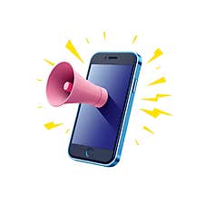 AI Generated 3D Smartphone With Megaphone And Lightning Bolts Symbolizing Digital Marketing Royalty Free Stock Photo