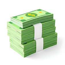 AI Generated 3D Money Stack With White Band And Yellow Stars, Wealth And Finance Concept Stock Photos