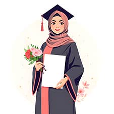 AI-generated Elegant  Of A Proud Muslim Graduate Woman With Diploma Stock Images