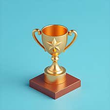 AI-generated 3D Render Of A Golden Trophy Cup With A Star Emblem On A Brown Base Royalty Free Stock Image