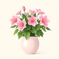 AI Generated Minimalist Vector Art Of Pink Floral Arrangement In Ceramic Pot Royalty Free Stock Photography