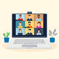 AI Generated Vector Of Virtual Video Conference With Multiple People On Laptop Screen Stock Photo