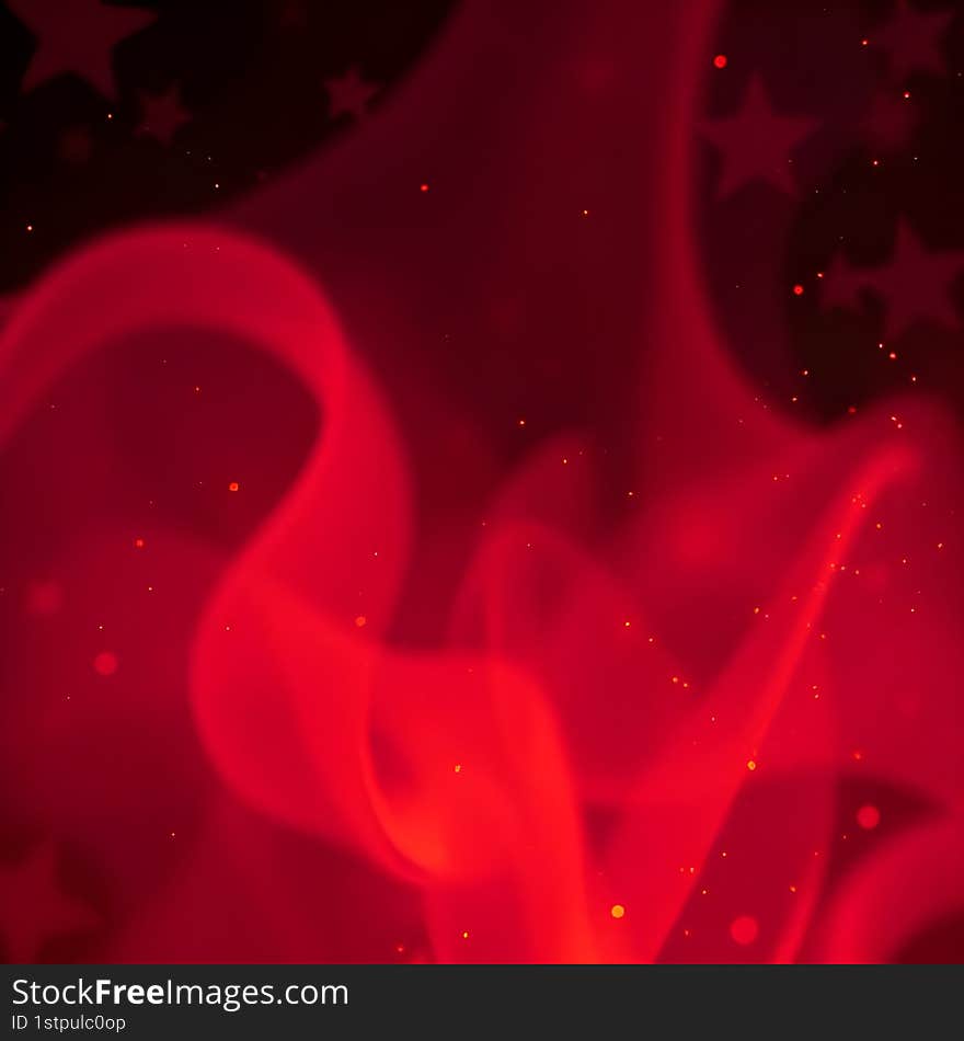 AI-Generated Abstract Red Smoke with Glowing Particles on a Dark Starry Background