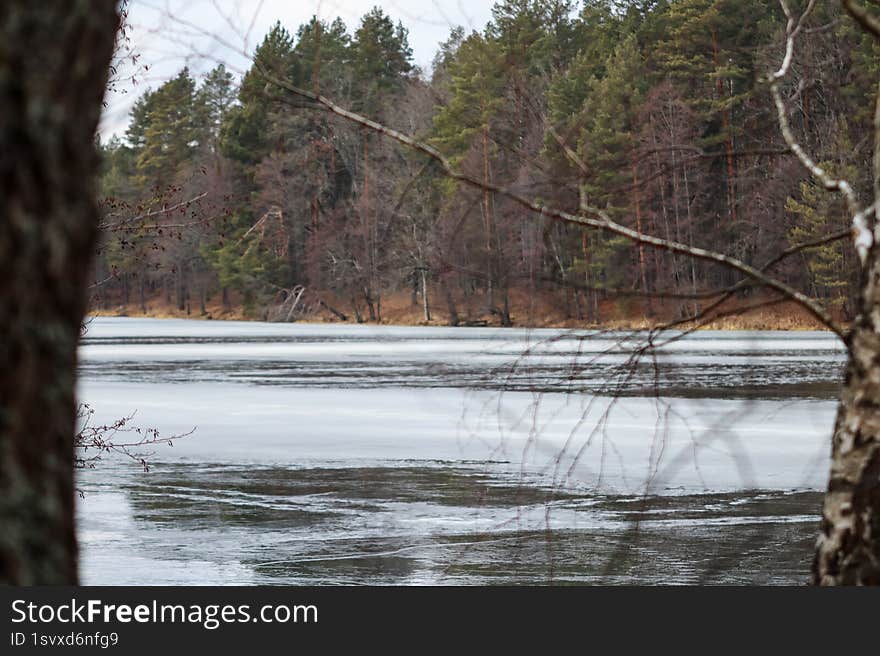 The beginning of spring on a wild Polissya river