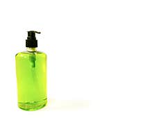 Bottle Of Green Liquid With A Pump Cap Stock Image