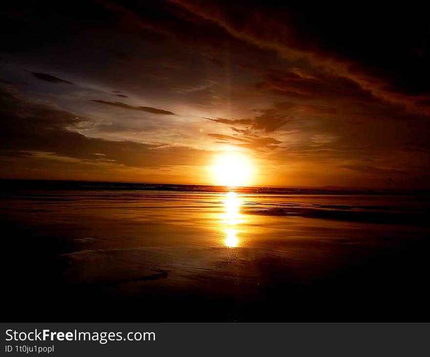 golden sunset at the beach
